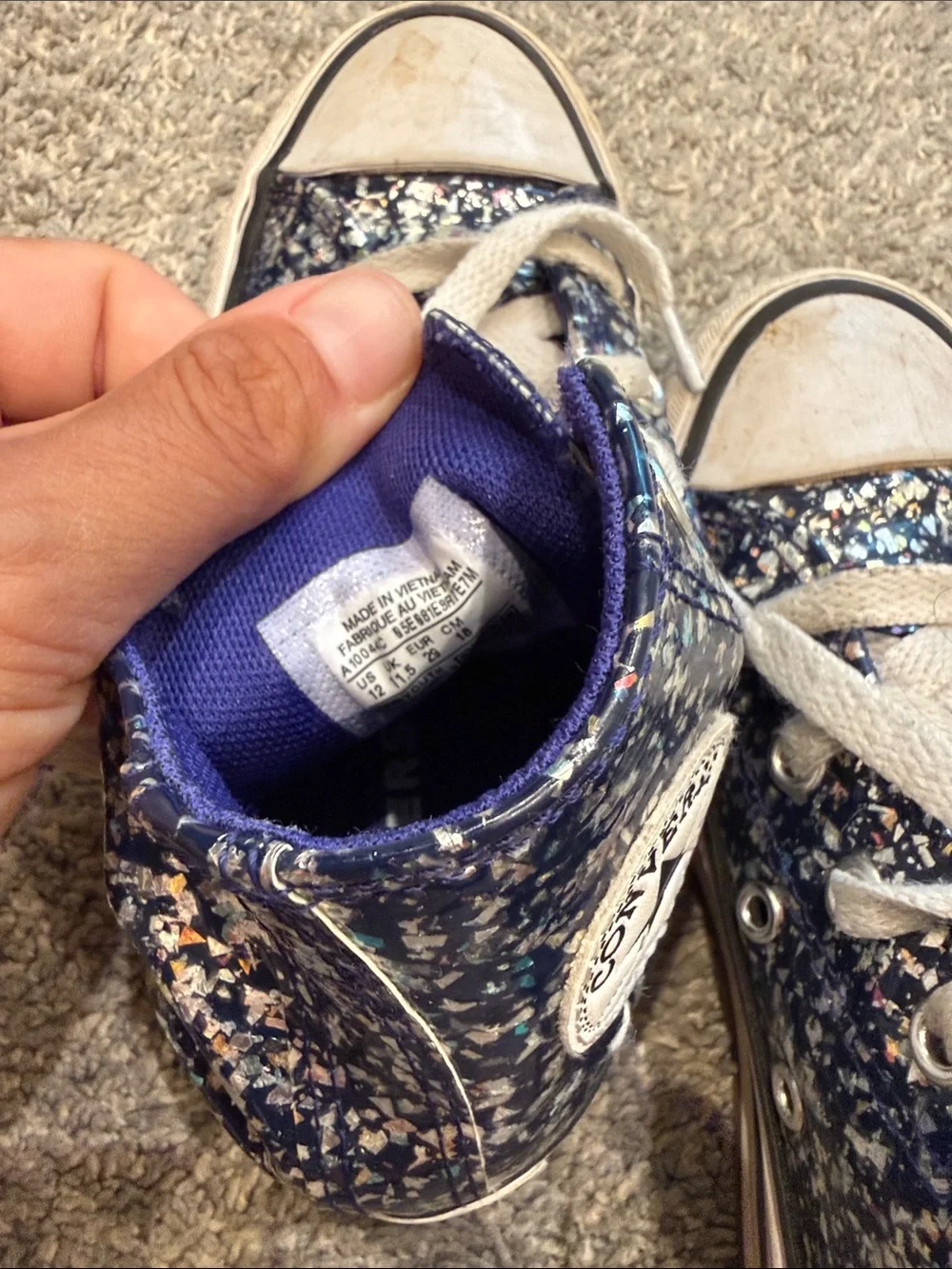 Converse | Glitter High-Top Sneakers in Navy with Multicolor Flecks